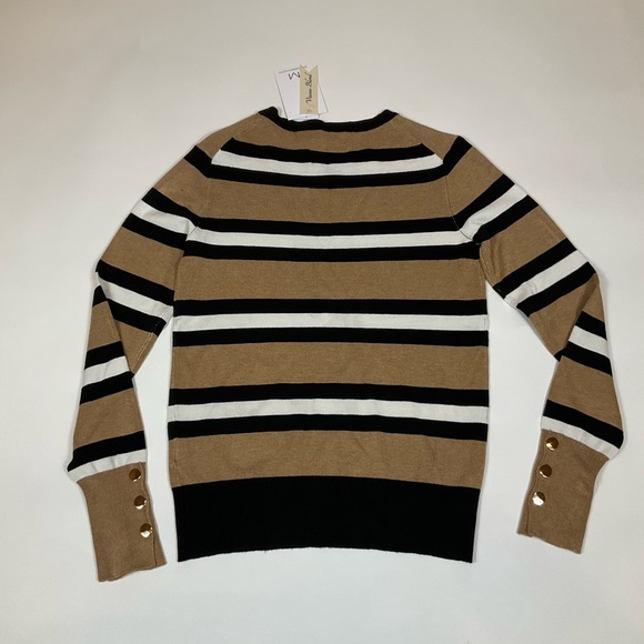 Magaschoni Long Sleeves Black & Ivory Blouse XS - Picture 2 of 8